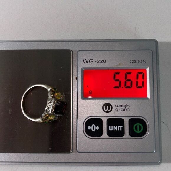 Art Deco vintage 925 silver ring 5.59g tsavorite garnet & opal Sz 9 signet - Picture 9 of 13